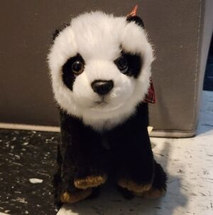WWF World Wildlife Fund Panda Bear Plush 8.5" With Plaid Bow